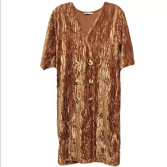 Zara Dresses & Skirts - ZARA TRAFALUC Velvet Crushed Dress size Small